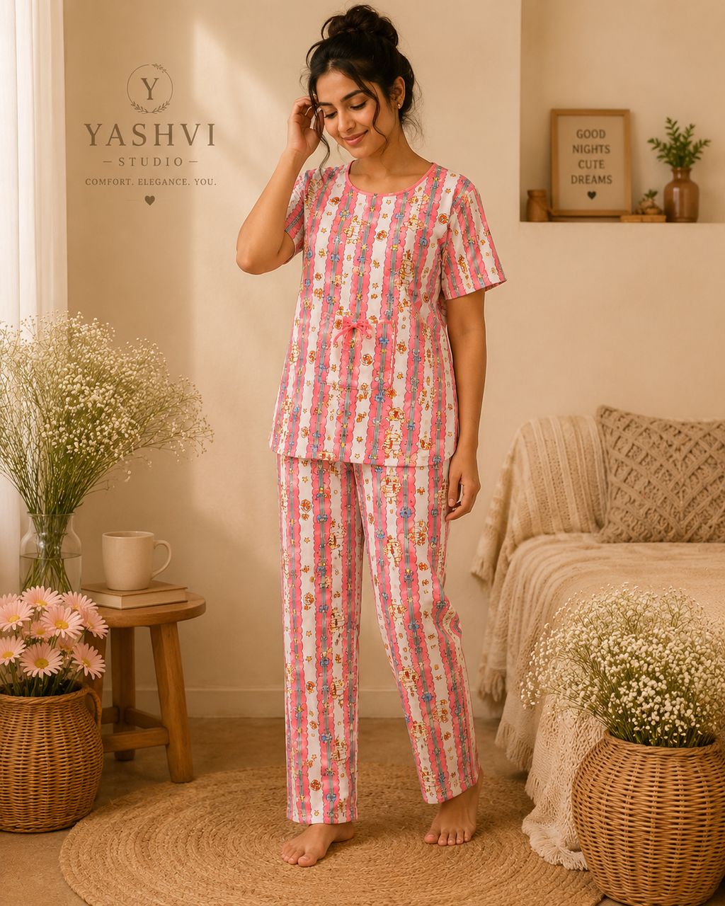 Sweet Dreams Teddy Stripe Lounge Set