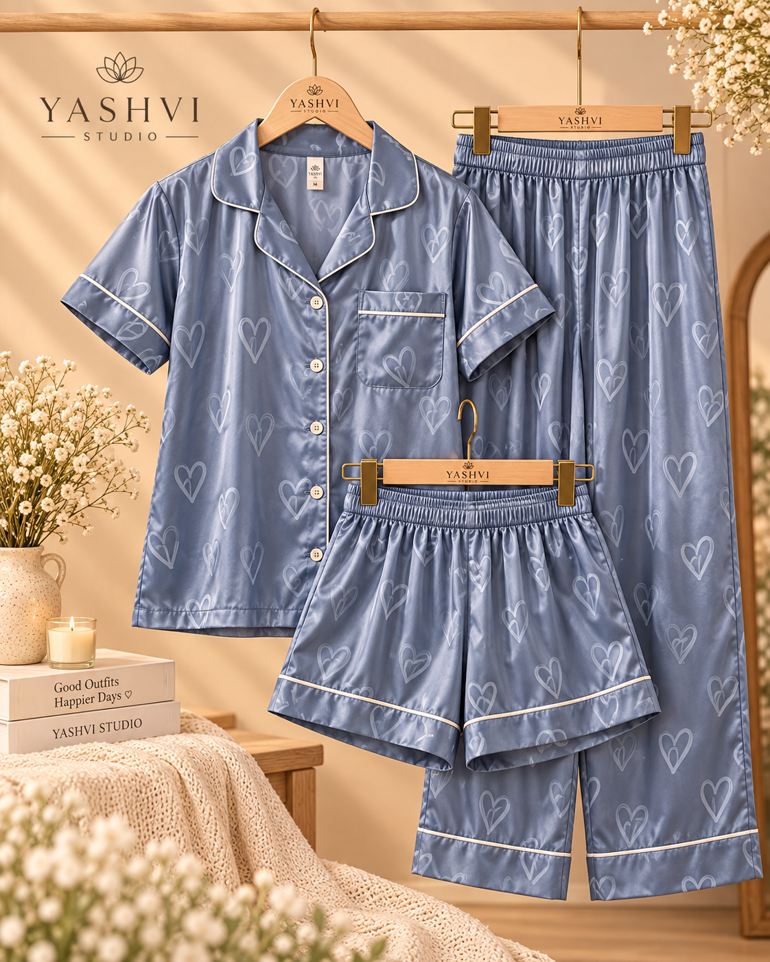 BLUE HEARTS PAJAMA SET
