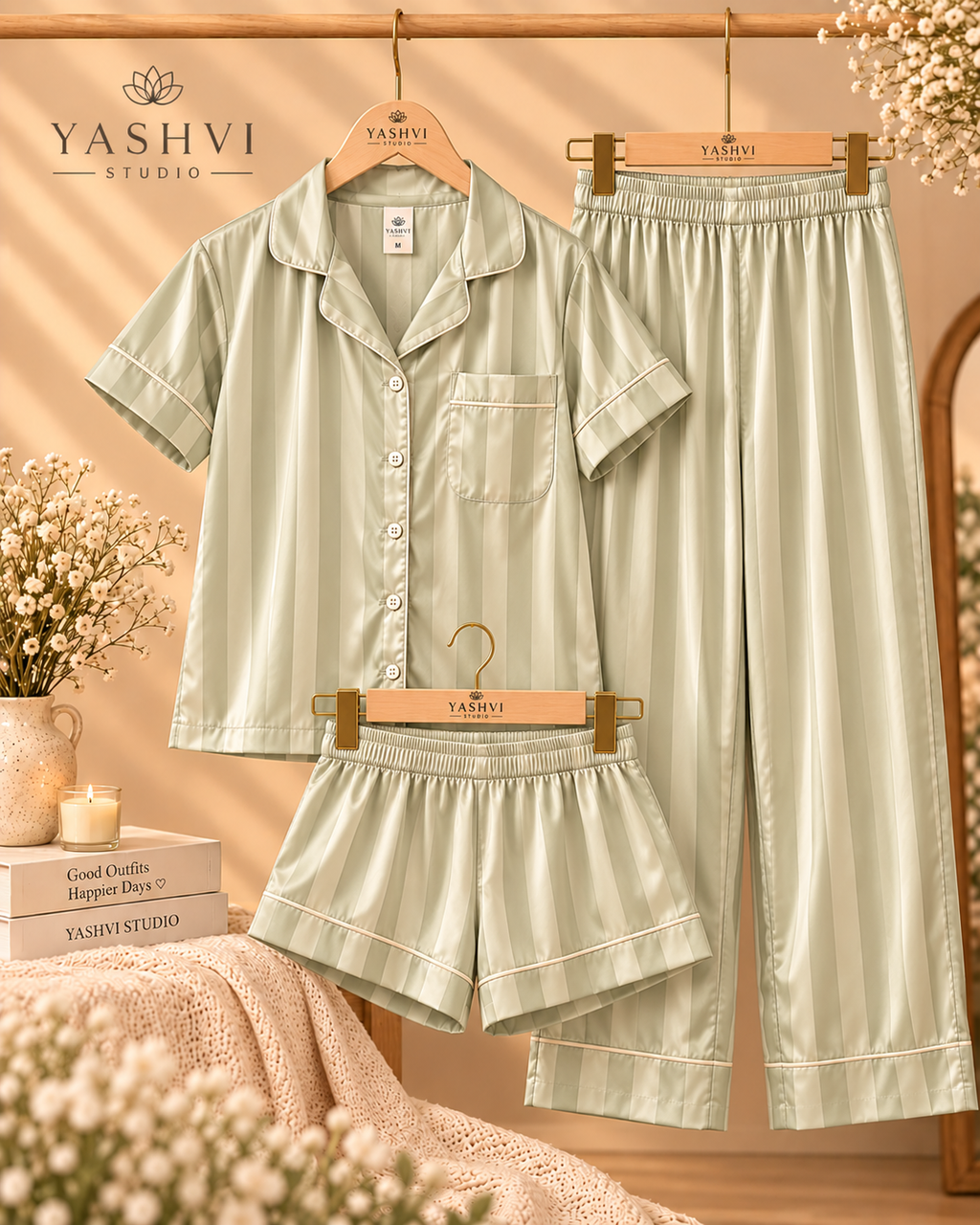 SAGE STRIPE PAJAMA SET