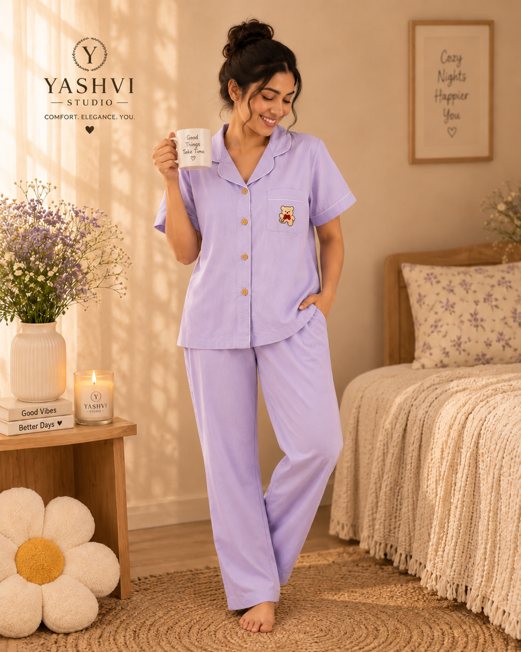 Lavender Teddy Dreams Pajama Set