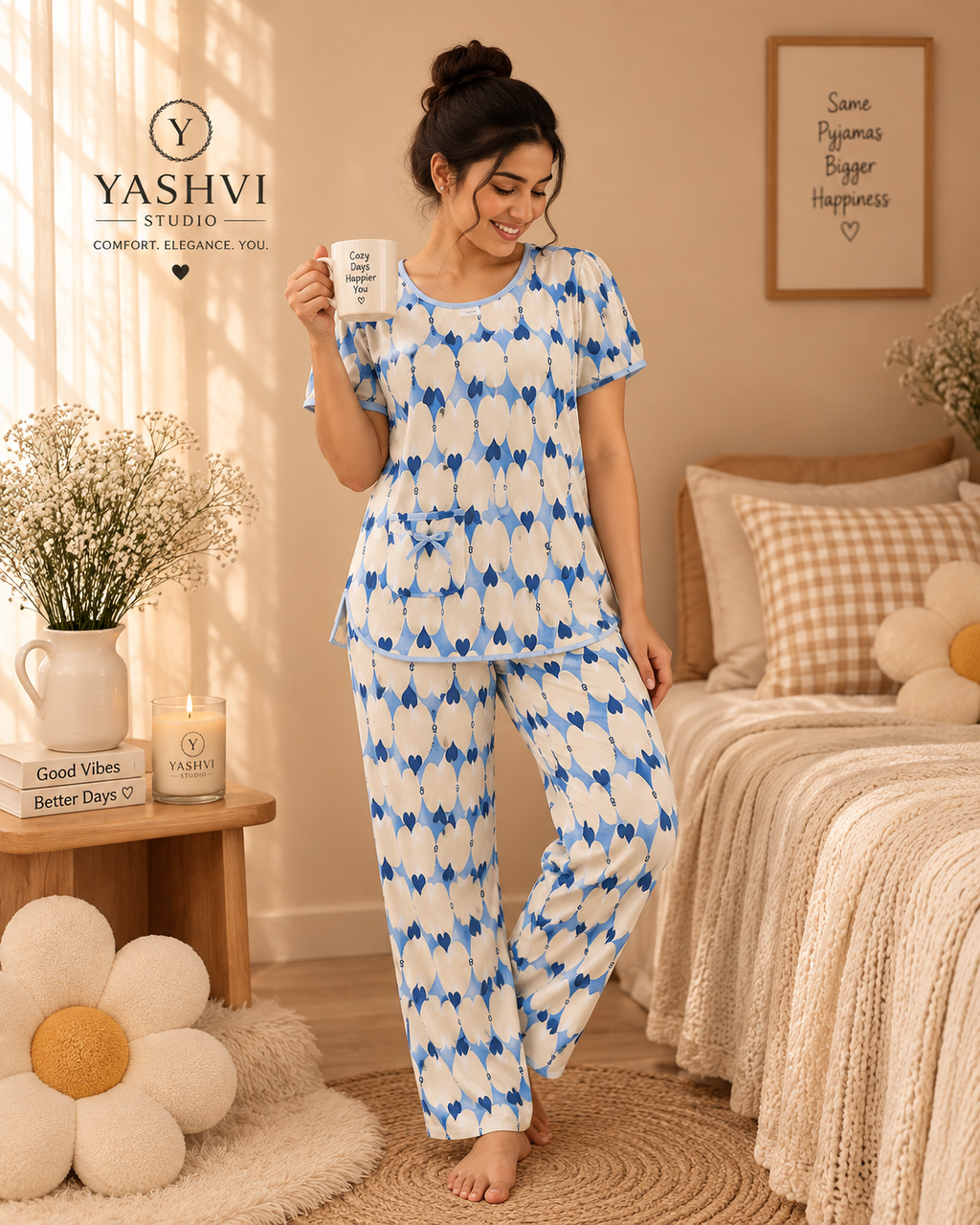 Blue Heart Bloom Lounge Set