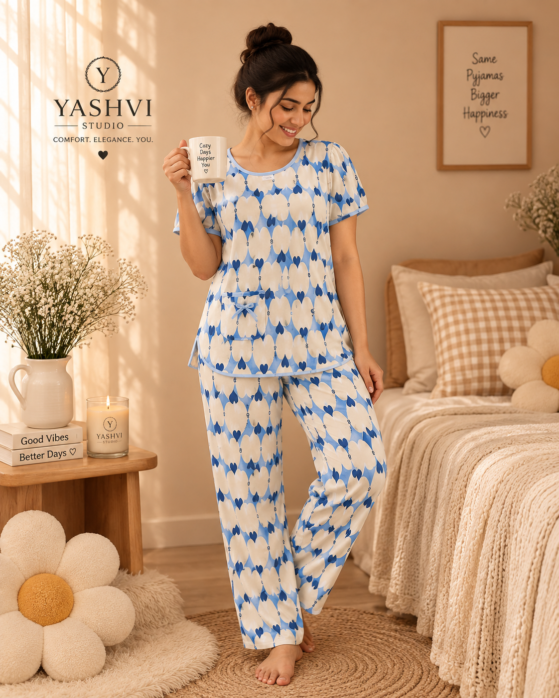 Blue Heart Bloom Lounge Set
