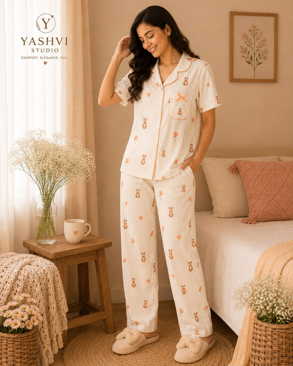 Peachy Bunny Dreams – 3-Piece PJ Set