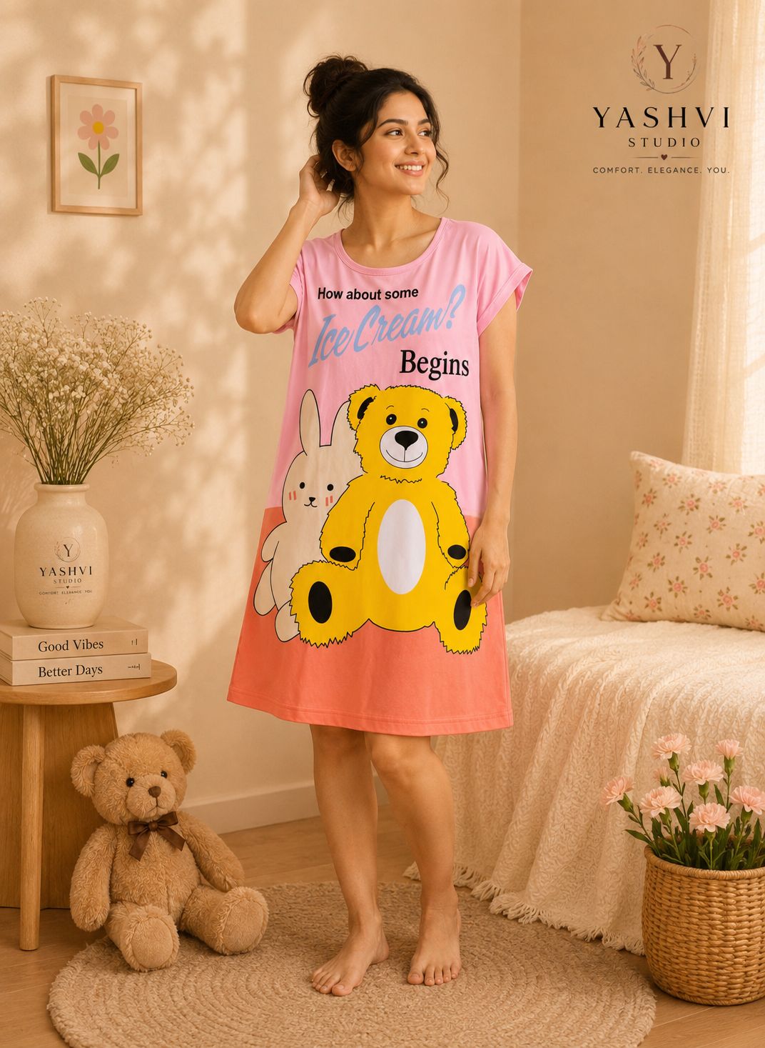 Ice Cream Bear & Bunny Nightdress