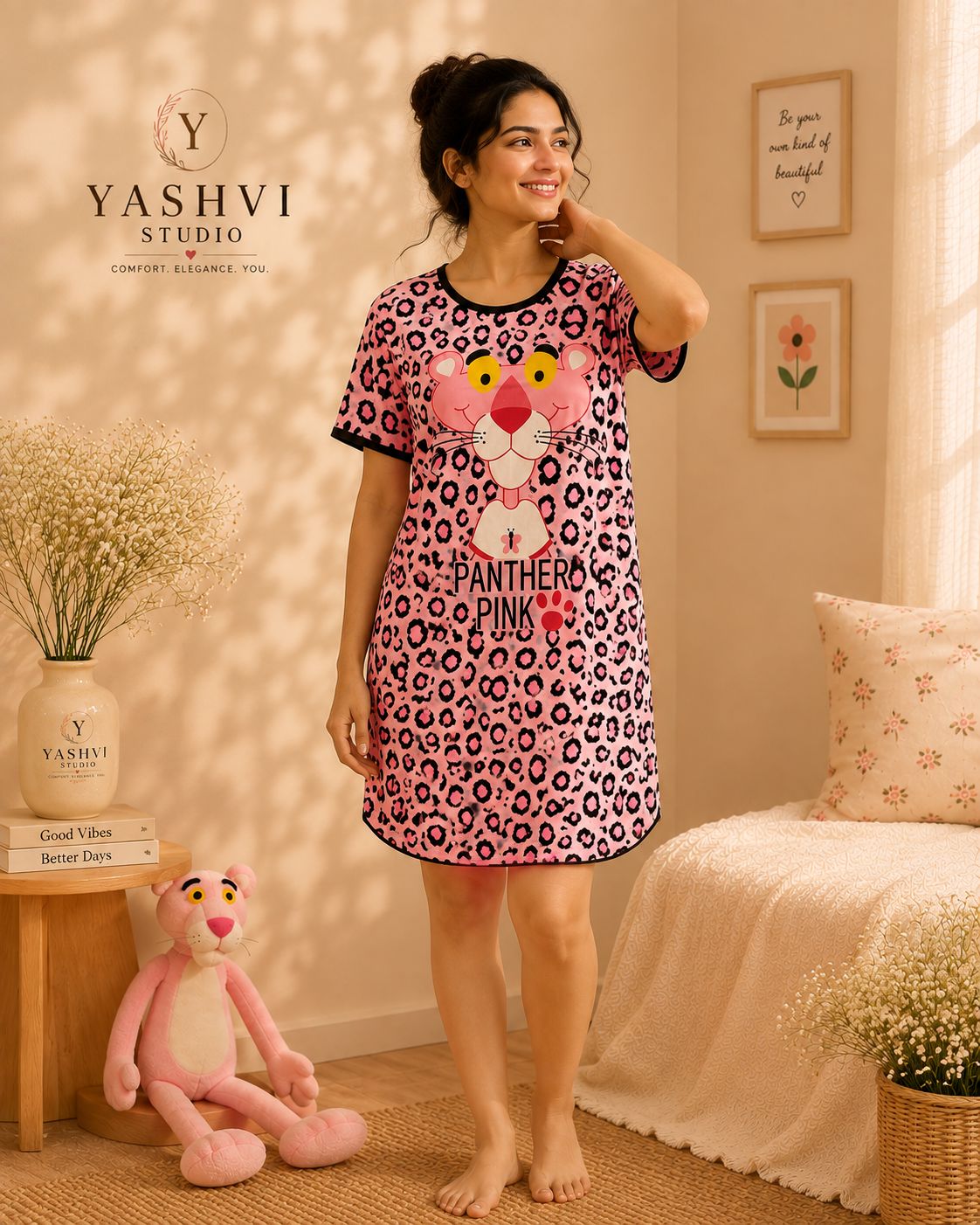 Pink Panther Print Nightdress