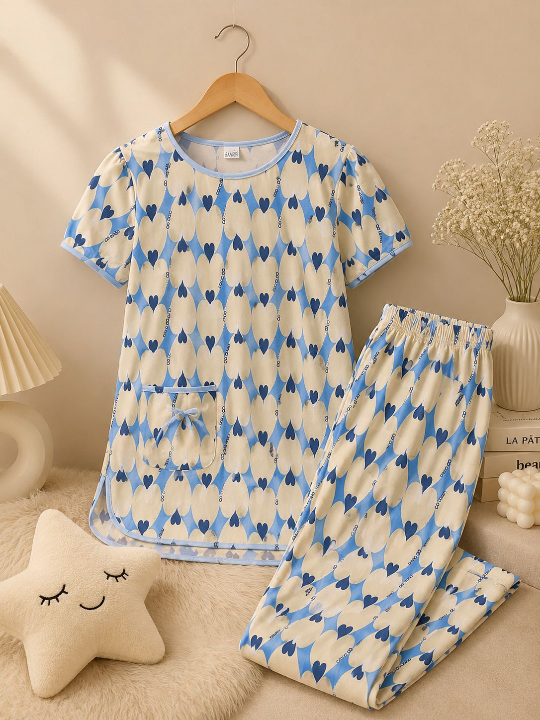 Blue Heart Bloom Lounge Set