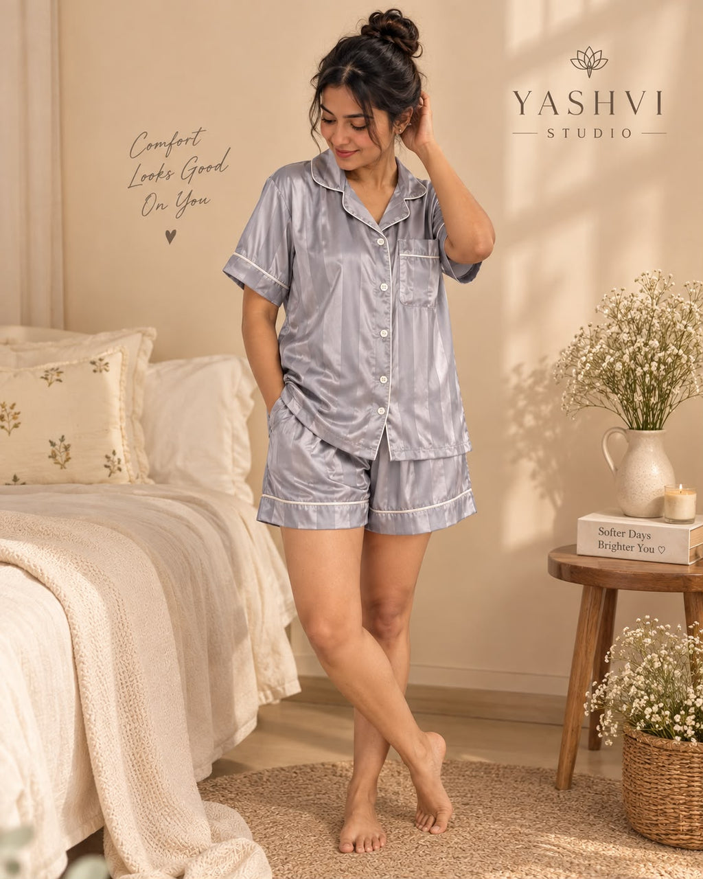 GREY STRIPE PAJAMA SET