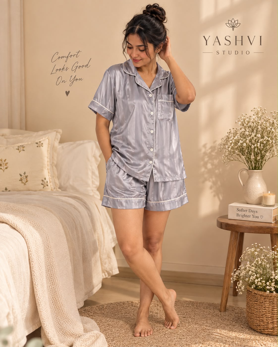 GREY STRIPE PAJAMA SET