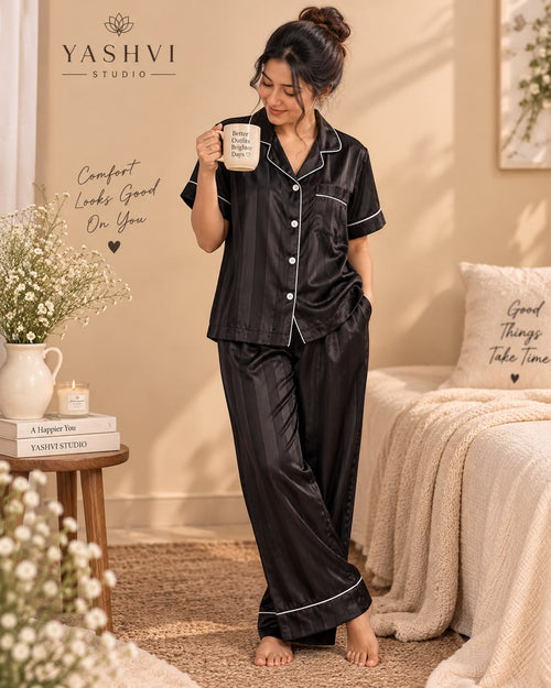 BLACK LUXE 3PIECE NIGHT SUIT