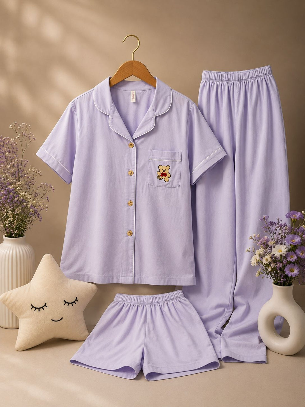 Lavender Teddy Dreams Pajama Set