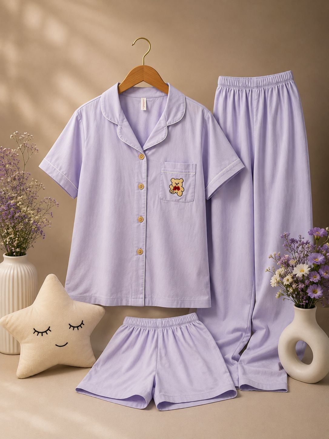Lavender Teddy Dreams Pajama Set
